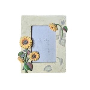 Vintage Sunflower Photo Frame Resin 3D‎ Floral Tabletop Wall Hanging 6.5 x 5